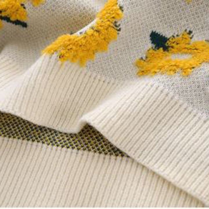 Marelli | Gezellige gebreide trui met zonnebloem-Blazers & Vesten-Calora-Zwart-M-Calora