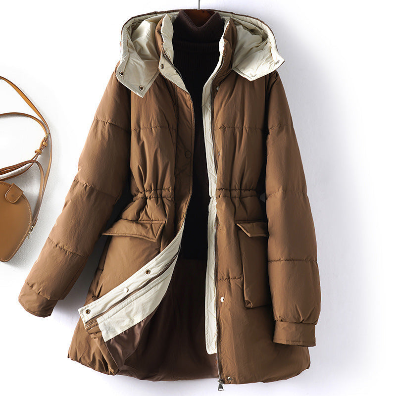 Margaux | winterjas met capuchon en rits tot aan de taille-Zomer Jassen-Calora-Bruin-M-Calora