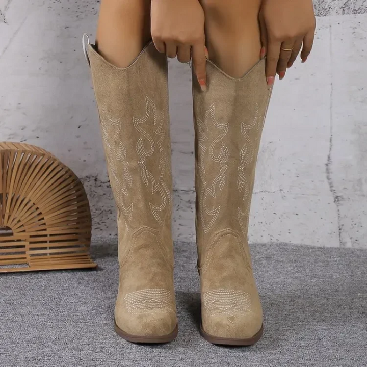 Marice | Klassieke Suède Cowboy Laarzen-Laarzen-Calora-Roze-36-Calora