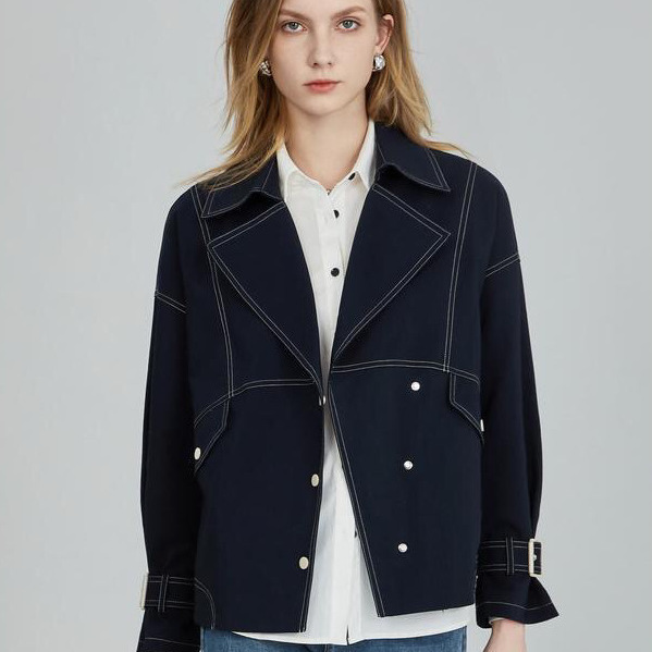 CALORA_ Marineblauw lichtgewicht jack voor dames