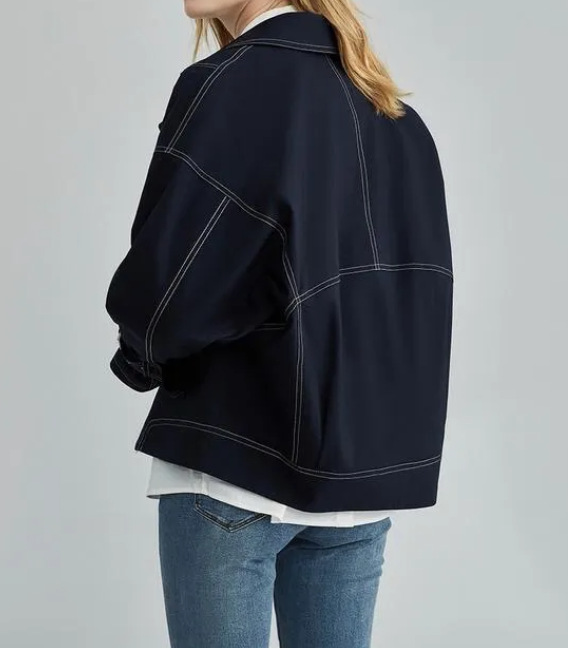 CALORA_ Marineblauw lichtgewicht jack voor dames