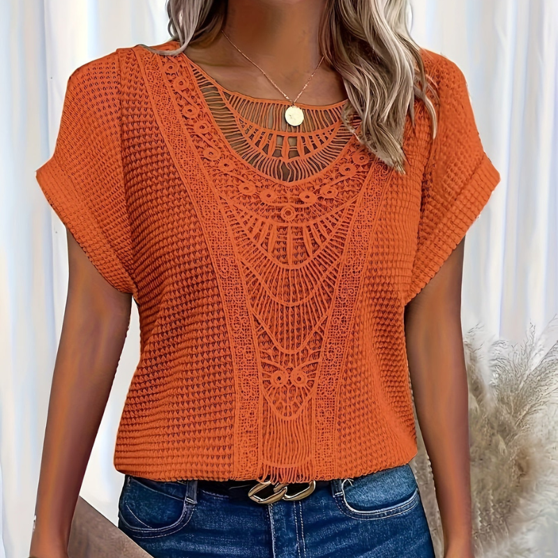 Mariselle | Elegant Zomershirt-Shirts & Topjes-Calora-Oranje-S-Calora