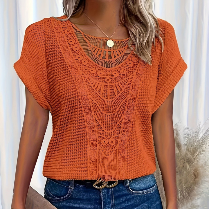 Mariselle | Elegant Zomershirt-Shirts & Topjes-Calora-Oranje-S-Calora