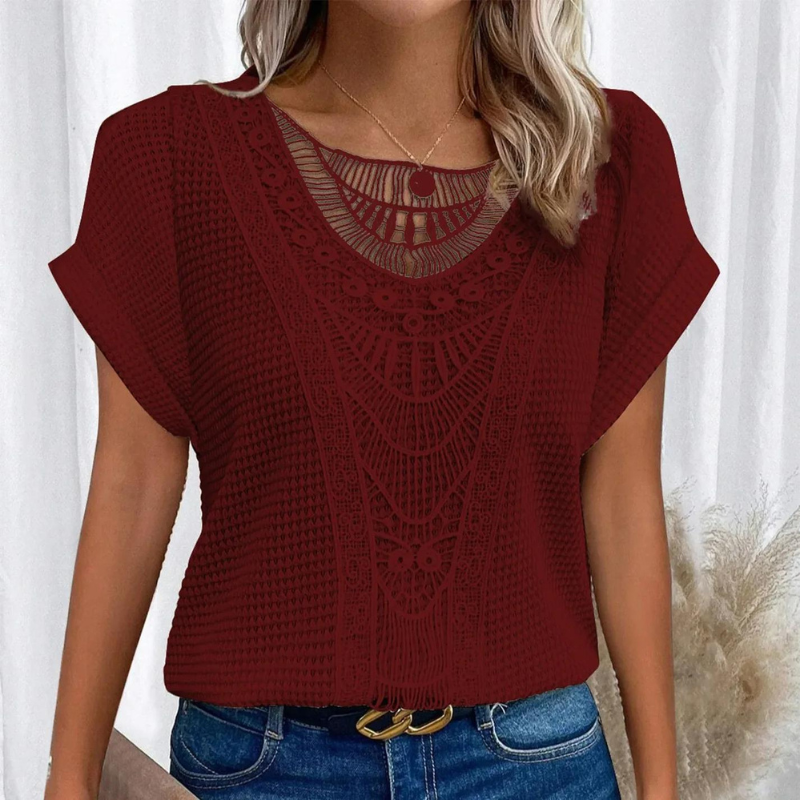 Mariselle | Elegant Zomershirt-Shirts & Topjes-Calora-Rood-S-Calora
