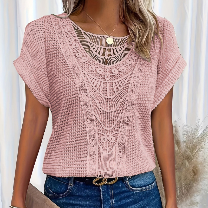 Mariselle | Elegant Zomershirt-Shirts & Topjes-Calora-Roze-S-Calora