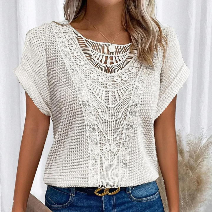 Mariselle | Elegant Zomershirt-Shirts & Topjes-Calora-Wit-S-Calora