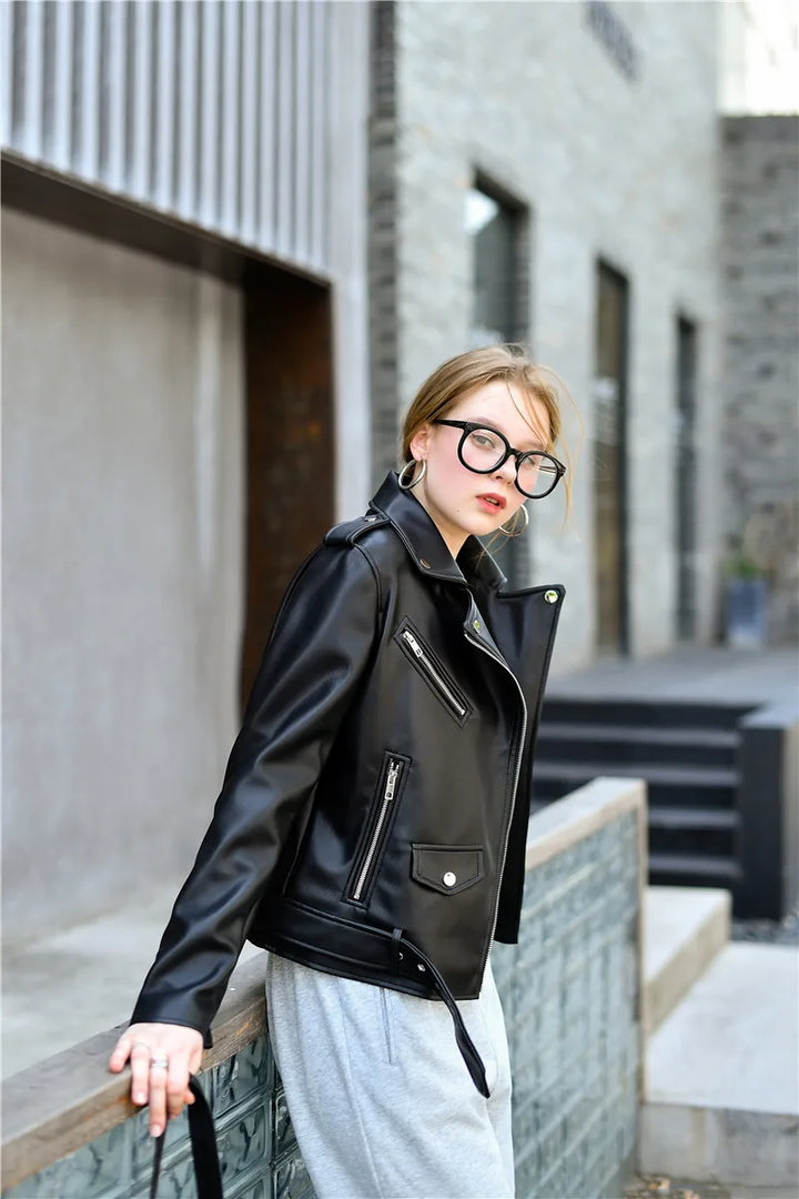 Marlène | Stijlvolle Lerenjas met taille riem-Leren Jassen-Calora-Paar-XS-Calora