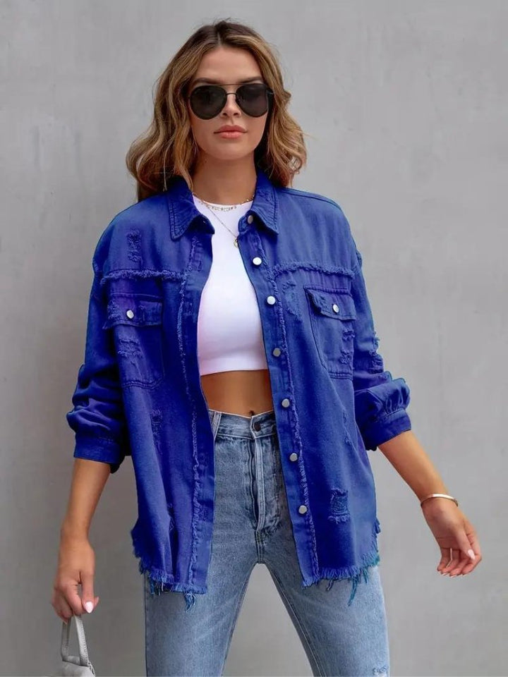 Marly | Oversized Dames Denim Jas-Zomer Jassen-Calora-Oranje-S-Calora