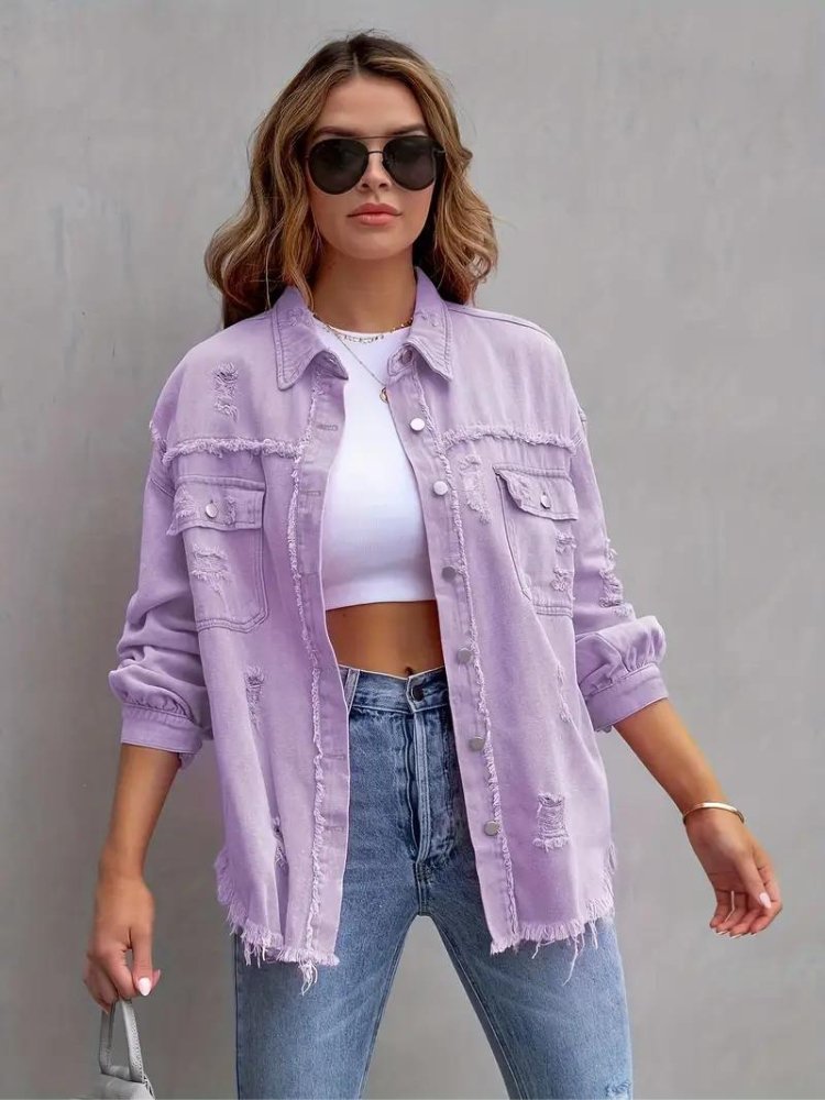Marly | Oversized Dames Denim Jas-Zomer Jassen-Calora-Oranje-S-Calora
