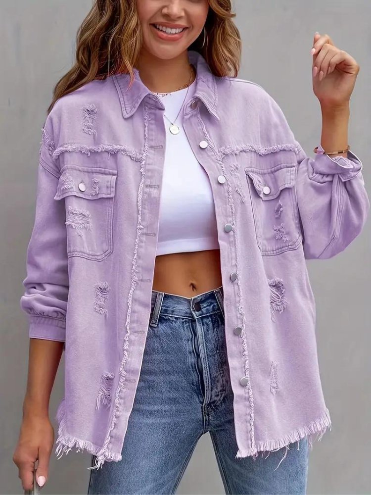Marly | Oversized Dames Denim Jas-Zomer Jassen-Calora-Oranje-S-Calora
