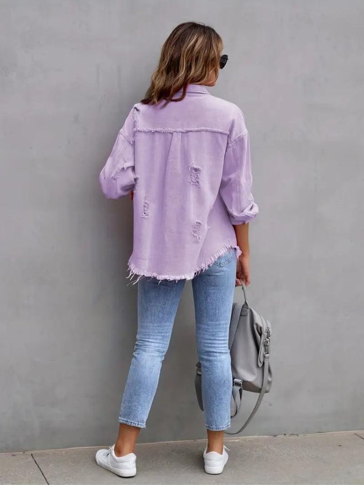 Marly | Oversized Dames Denim Jas-Zomer Jassen-Calora-Oranje-S-Calora
