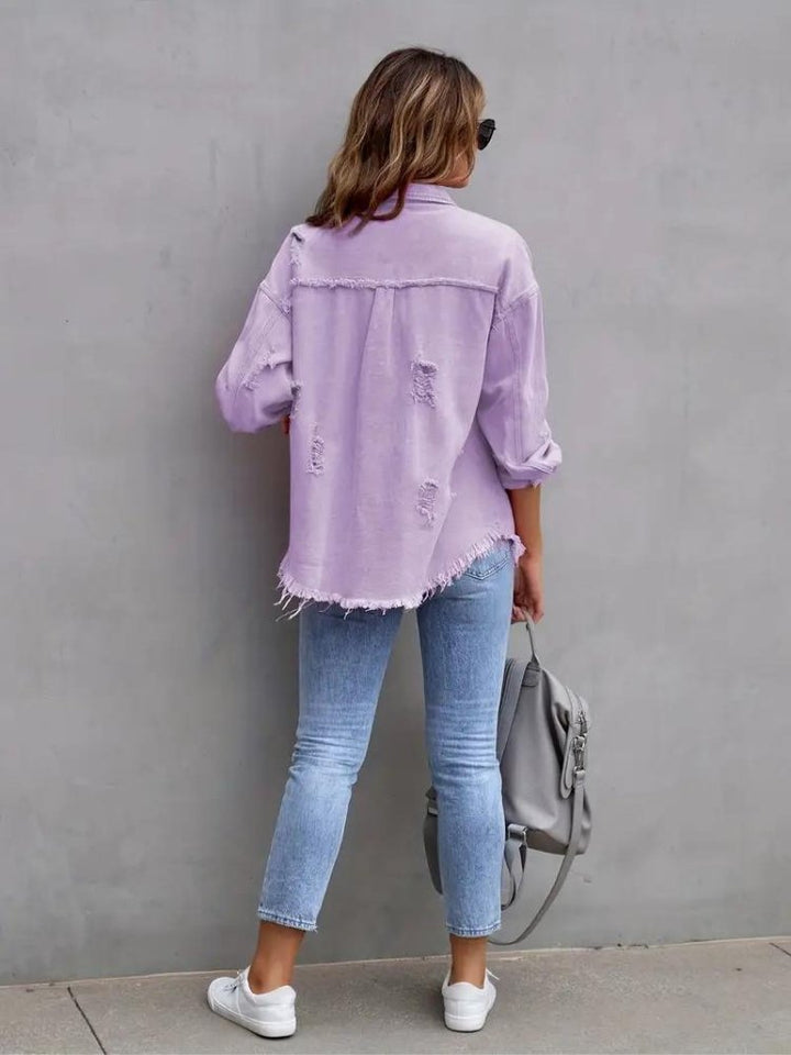 Marly | Oversized Dames Denim Jas-Zomer Jassen-Calora-Oranje-S-Calora