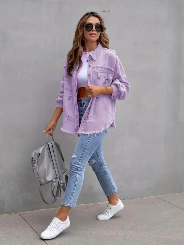 Marly | Oversized Dames Denim Jas-Zomer Jassen-Calora-Oranje-S-Calora