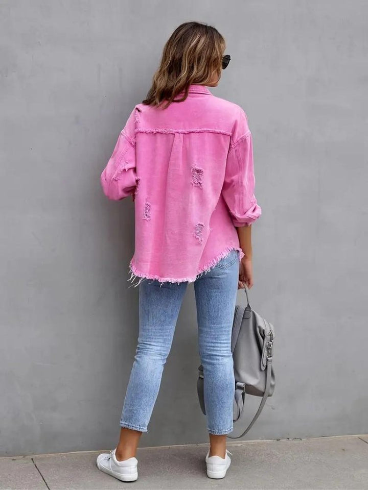 Marly | Oversized Dames Denim Jas-Zomer Jassen-Calora-Oranje-S-Calora