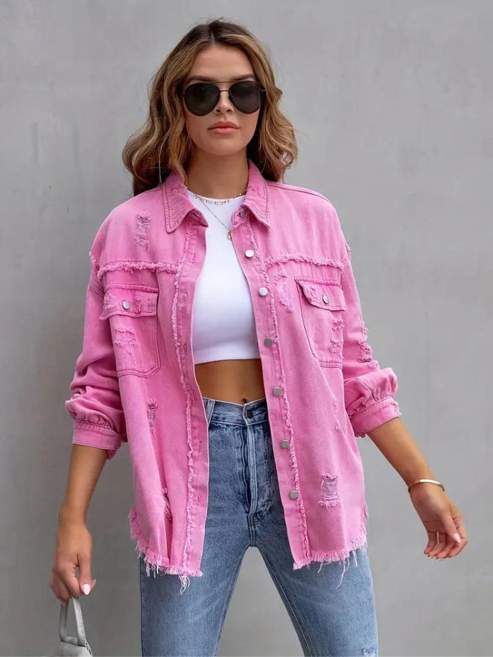 Marly | Oversized Dames Denim Jas-Zomer Jassen-Calora-Oranje-S-Calora