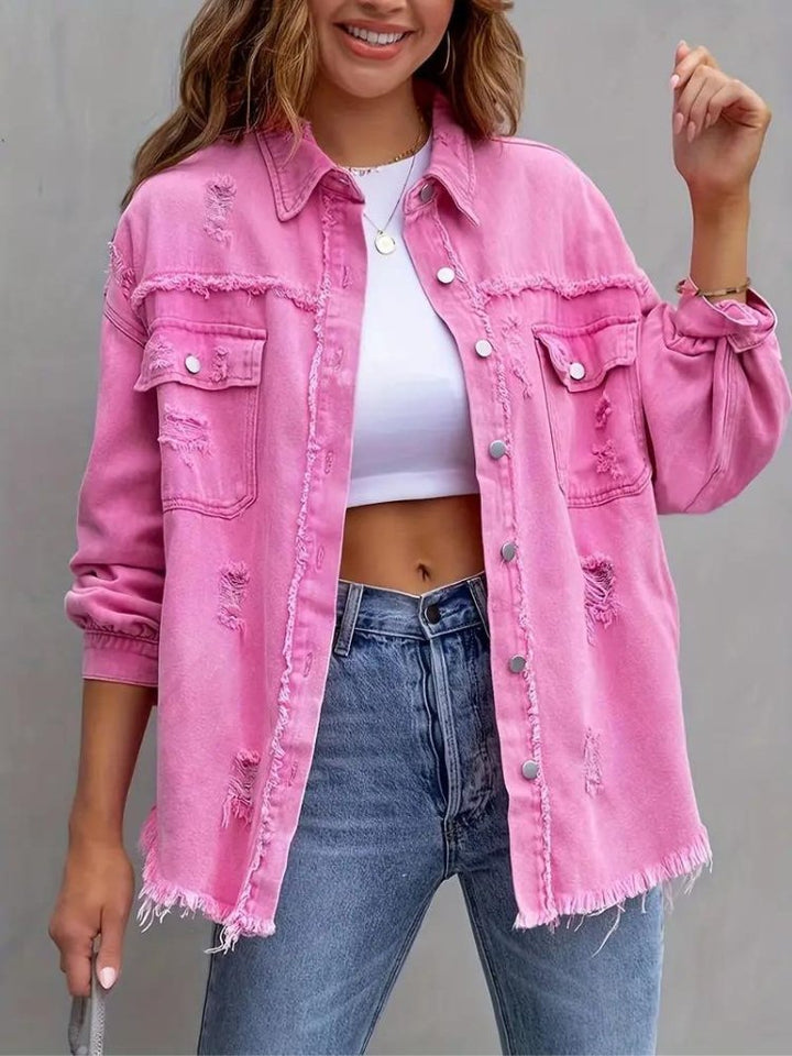 Marly | Oversized Dames Denim Jas-Zomer Jassen-Calora-Oranje-S-Calora