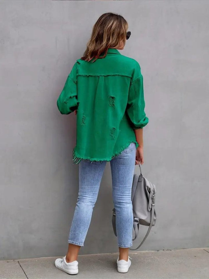 Marly | Oversized Dames Denim Jas-Zomer Jassen-Calora-Oranje-S-Calora