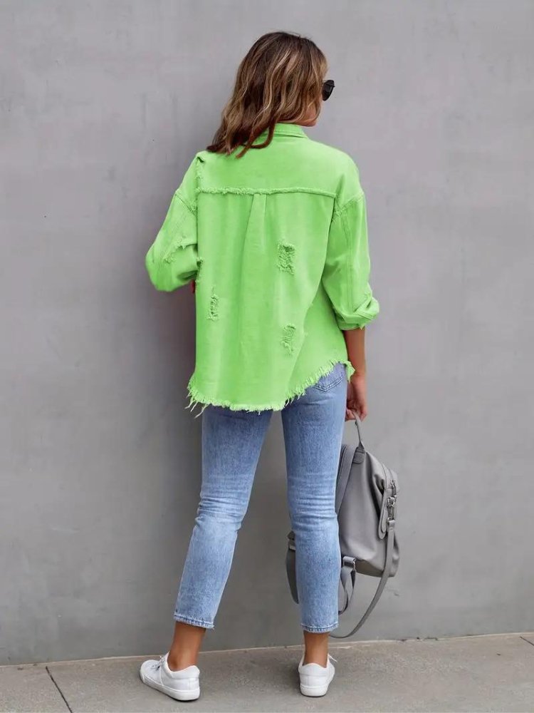Marly | Oversized Dames Denim Jas-Zomer Jassen-Calora-Oranje-S-Calora