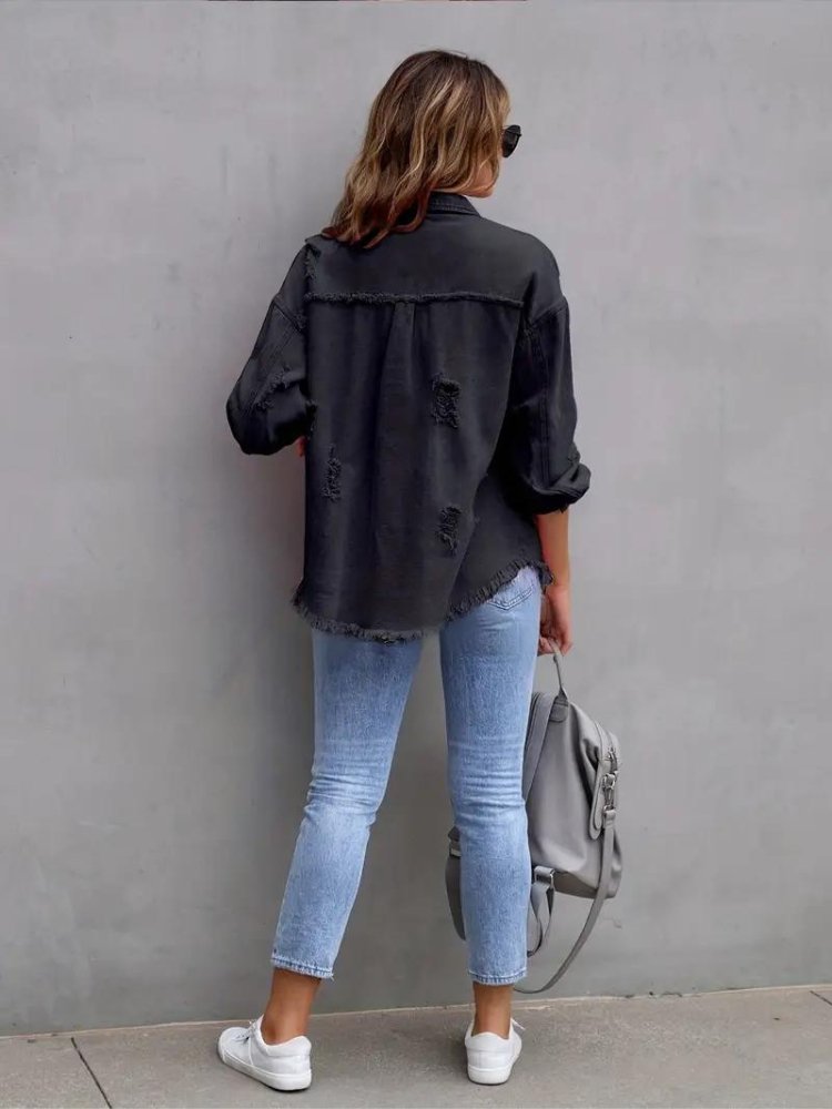 Marly | Oversized Dames Denim Jas-Zomer Jassen-Calora-Oranje-S-Calora