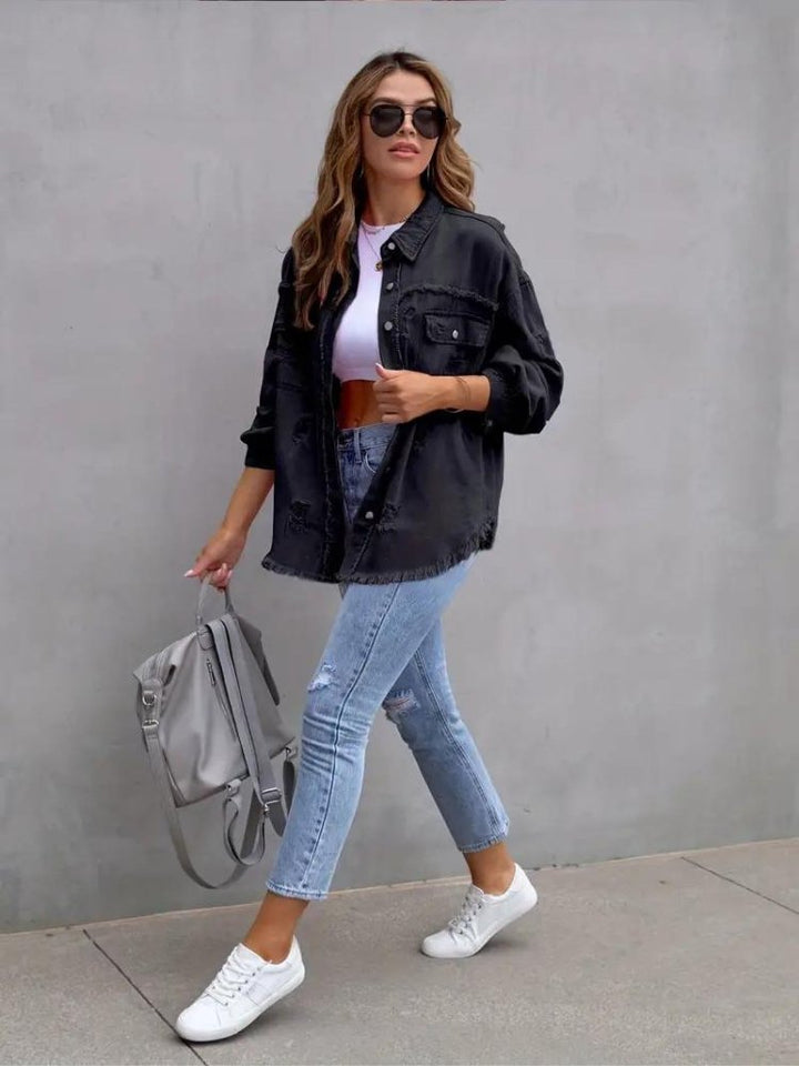 Marly | Oversized Dames Denim Jas-Zomer Jassen-Calora-Oranje-S-Calora