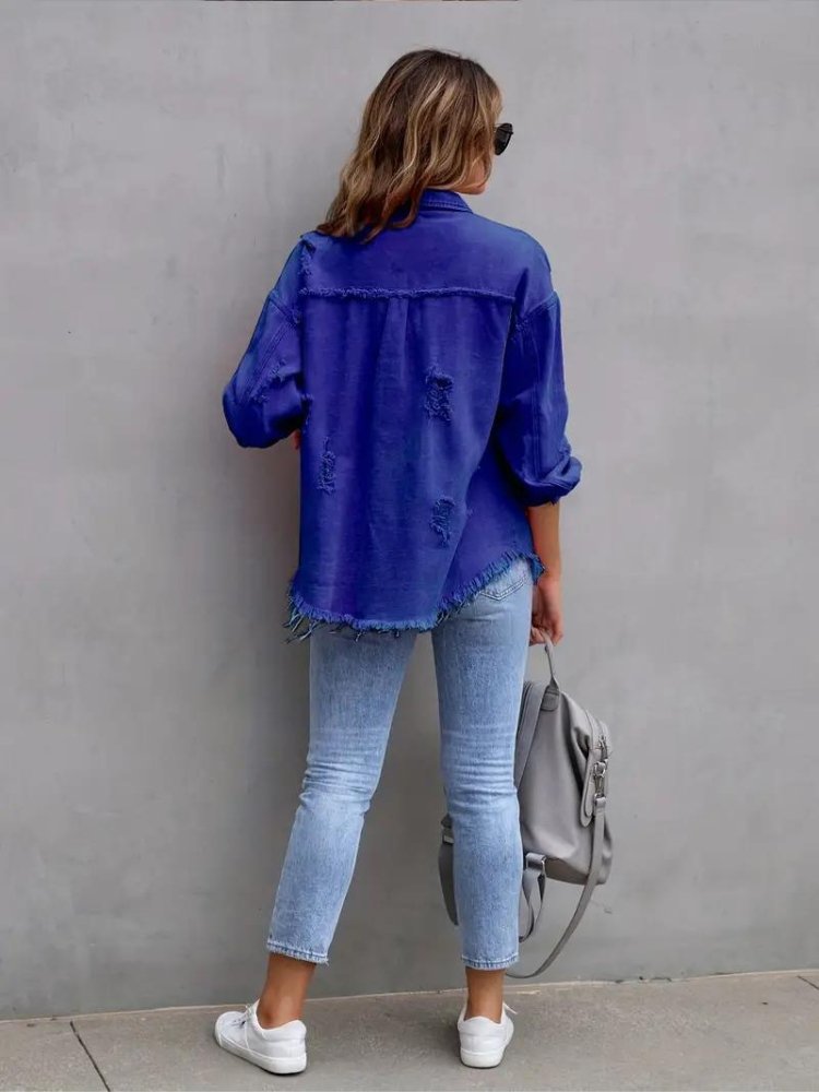 Marly | Oversized Dames Denim Jas-Zomer Jassen-Calora-Oranje-S-Calora