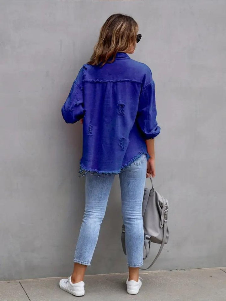 Marly | Oversized Dames Denim Jas-Zomer Jassen-Calora-Oranje-S-Calora
