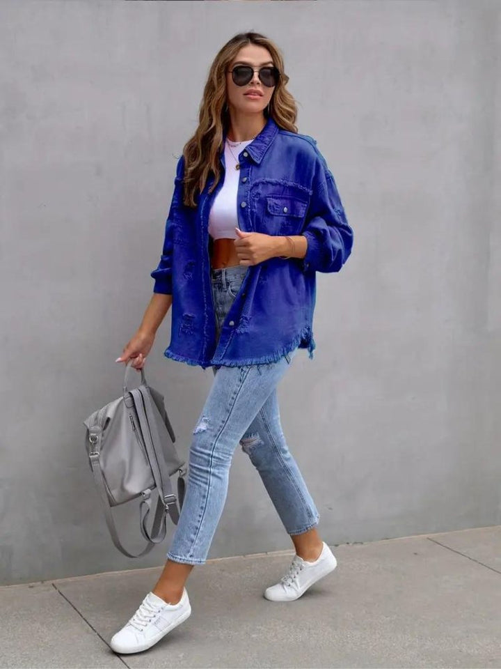 Marly | Oversized Dames Denim Jas-Zomer Jassen-Calora-Oranje-S-Calora