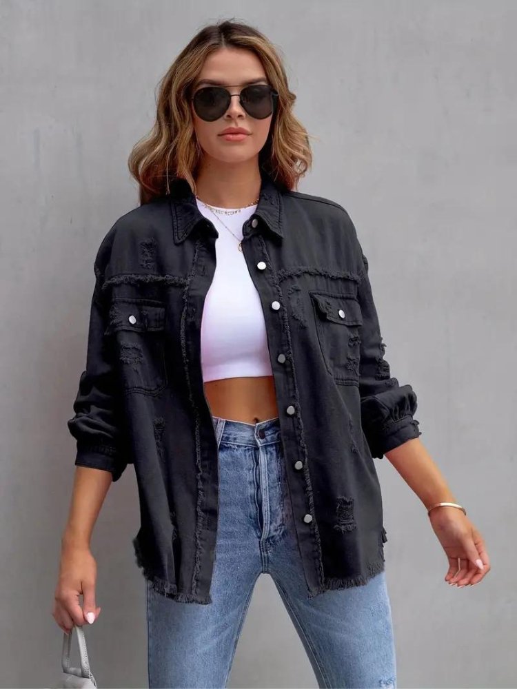 Marly | Oversized Dames Denim Jas-Zomer Jassen-Calora-Oranje-S-Calora