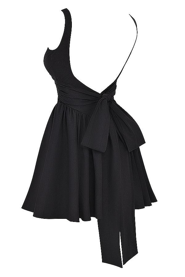 Marta | Mini Jurk met strik-Zomer Jurken-Calora-Zwart-XS-Calora