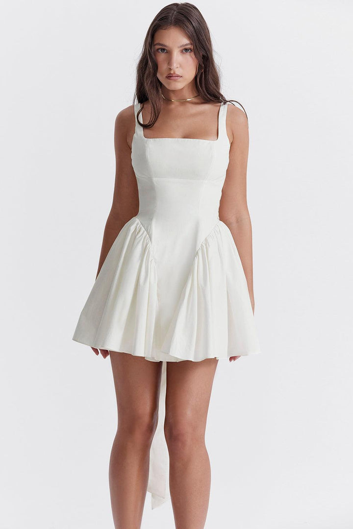 Marta | Mini Jurk met strik-Zomer Jurken-Calora-Zwart-XS-Calora