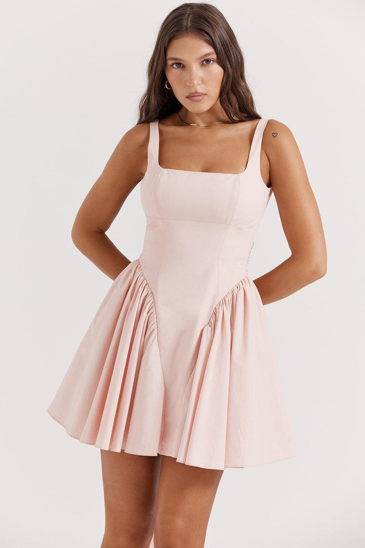 Marta | Mini Jurk met strik-Zomer Jurken-Calora-Zwart-XS-Calora