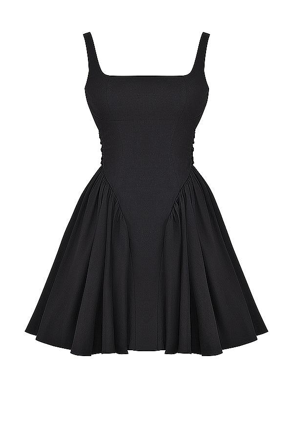 Marta | Mini Jurk met strik-Zomer Jurken-Calora-Zwart-XS-Calora