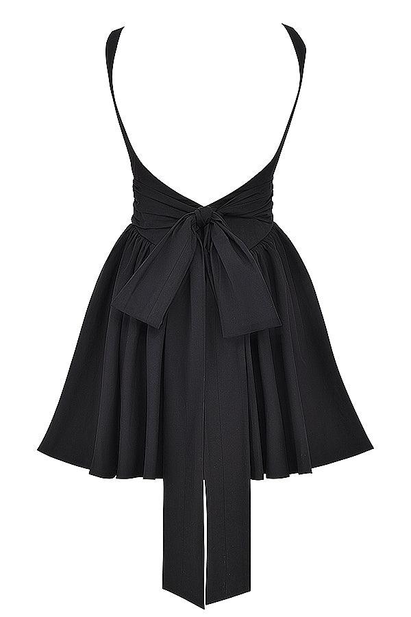 Marta | Mini Jurk met strik-Zomer Jurken-Calora-Zwart-XS-Calora