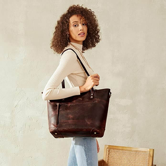 Maveron | Vintage Vegan Leren Draagtas-Handtassen-Calora-Bruin-Calora