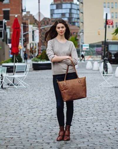 Maveron | Vintage Vegan Leren Draagtas-Handtassen-Calora-Bruin-Calora