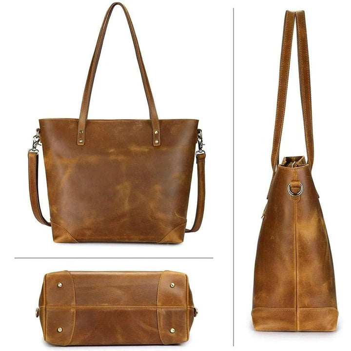 Maveron | Vintage Vegan Leren Draagtas-Handtassen-Calora-Bruin-Calora