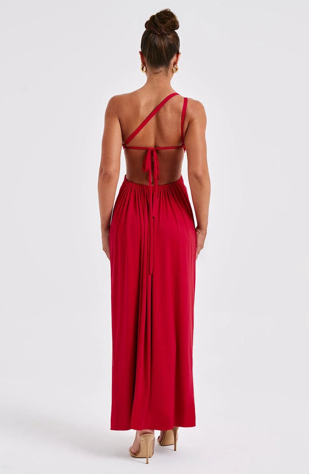 Maxi Jurk Met Een Split Elegant Comfortabele Avondjurk-Zomer Jurken-Calora-Rood-2 - 4 (XS)-Calora