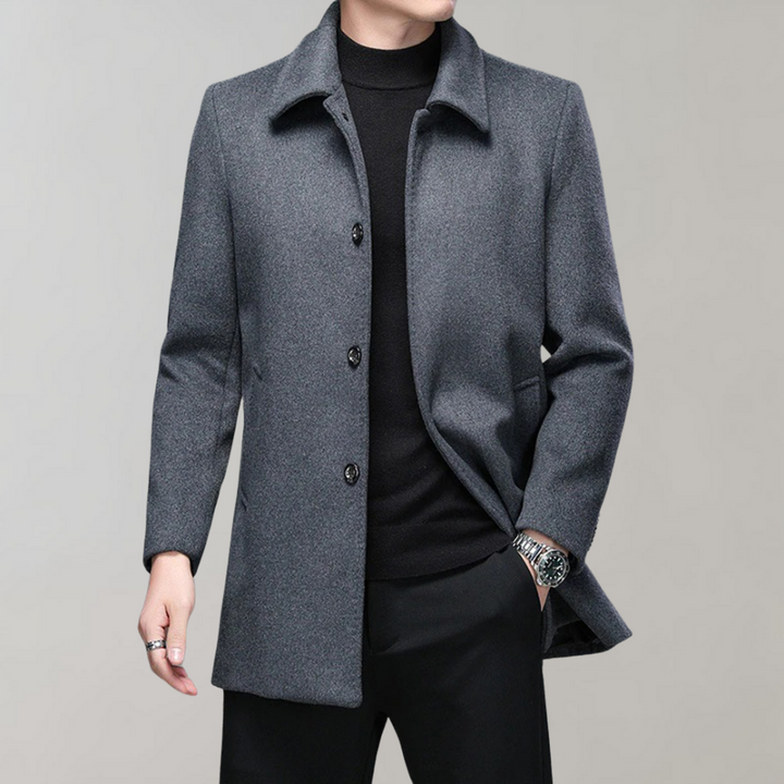 Micha | Premium winterjas wolblend met knopen-Zomer Jassen-Calora-Lichtgrijs-S-Calora
