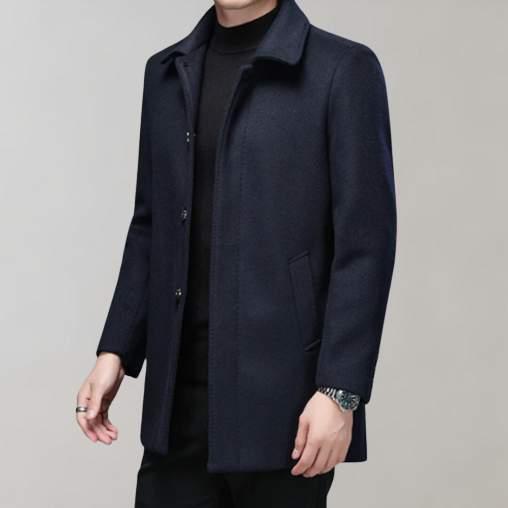 Micha | Premium winterjas wolblend met knopen-Zomer Jassen-Calora-Marineblauw-S-Calora