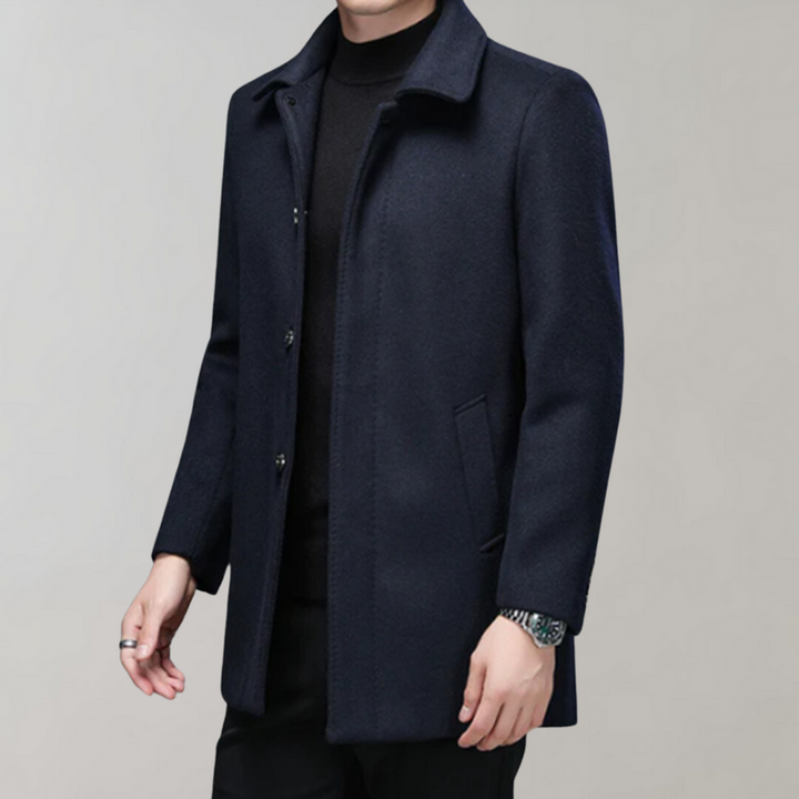 Micha | Premium winterjas wolblend met knopen-Zomer Jassen-Calora-Marineblauw-S-Calora