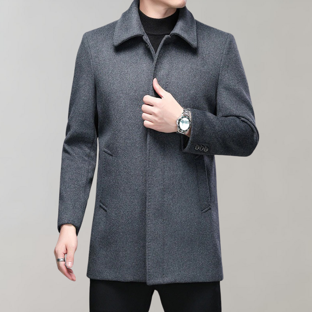 Micha | Premium winterjas wolblend met knopen-Zomer Jassen-Calora-Marineblauw-S-Calora