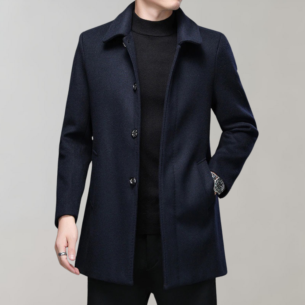 Micha | Premium winterjas wolblend met knopen-Zomer Jassen-Calora-Marineblauw-S-Calora