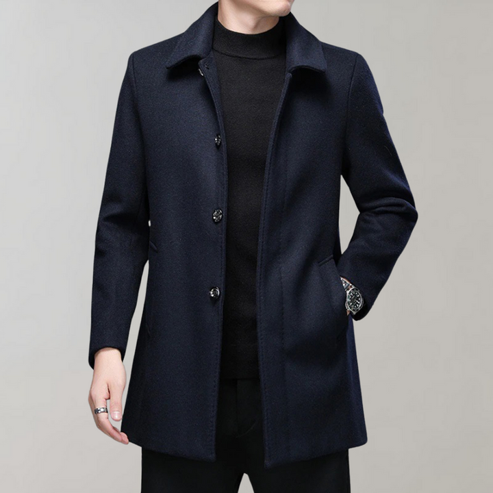 Micha | Premium winterjas wolblend met knopen-Zomer Jassen-Calora-Marineblauw-S-Calora