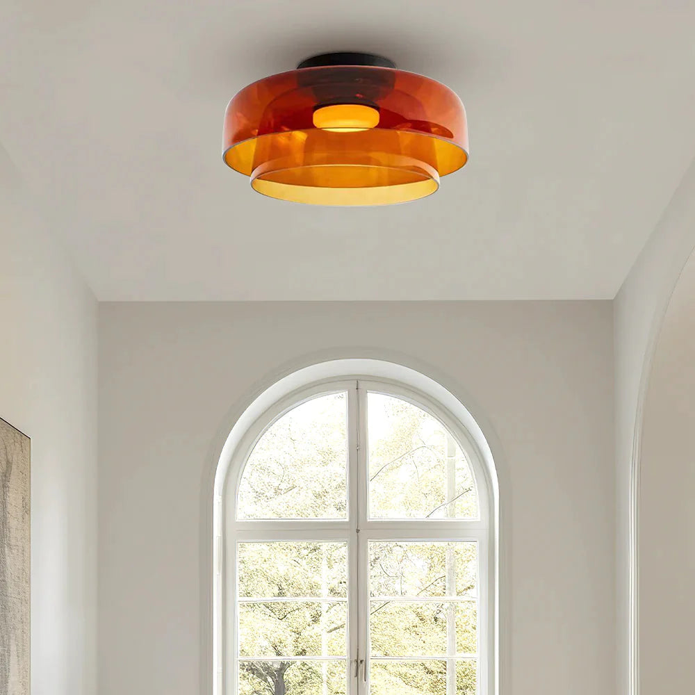 CALORA_ Middeleeuwse Flush Mount Glazen Plafondlamp - D42 x H11cm, D40 x H18cm, D42 x H26cm