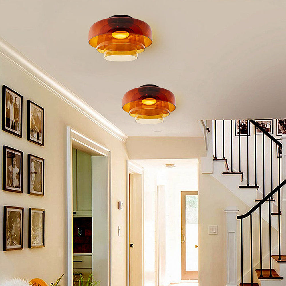 CALORA_ Middeleeuwse Flush Mount Glazen Plafondlamp - D42 x H11cm, D40 x H18cm, D42 x H26cm