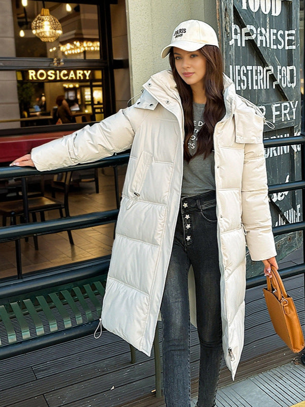CALORA_ Middellange Dames Katoenen Winterjas met Capuchon