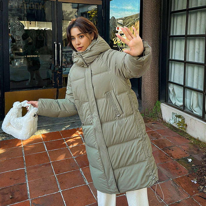 CALORA_ Middellange Dames Katoenen Winterjas met Capuchon