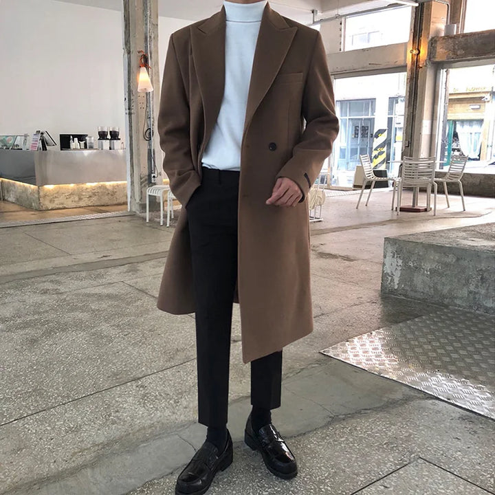 Milan | Herfst Winter Wollen Middellange Overjas Dubbele knopen-Zomer Jassen-Calora-Bruin-M-Calora