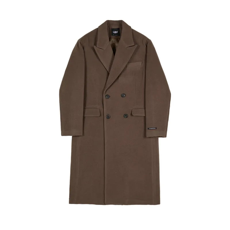 Milan | Herfst Winter Wollen Middellange Overjas Dubbele knopen-Zomer Jassen-Calora-Bruin-M-Calora