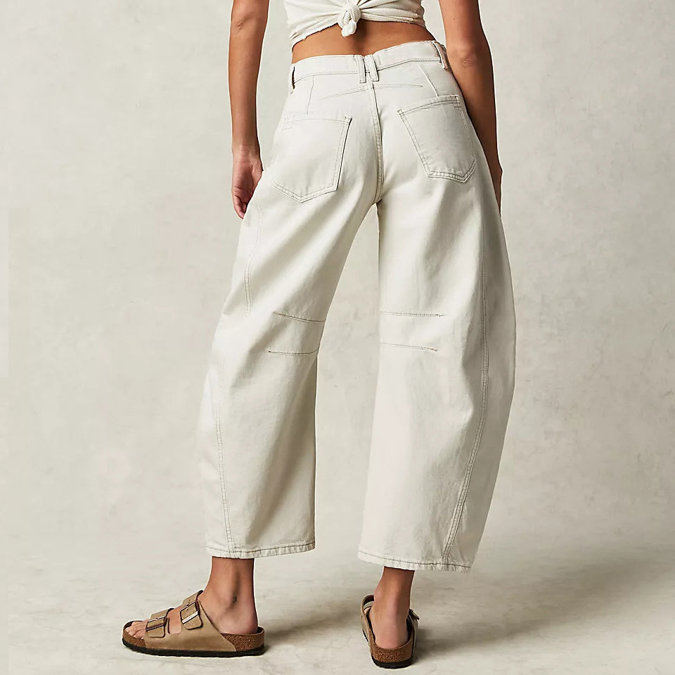 Milena | Spijkerbroek jeans met wijde pijpen en een lage taille-Wijde Broeken-Calora-Wit-S-Calora